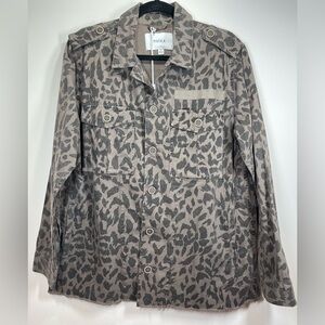pistola Taupe & Charcoal Leopard-Print Utility Jean Jacket